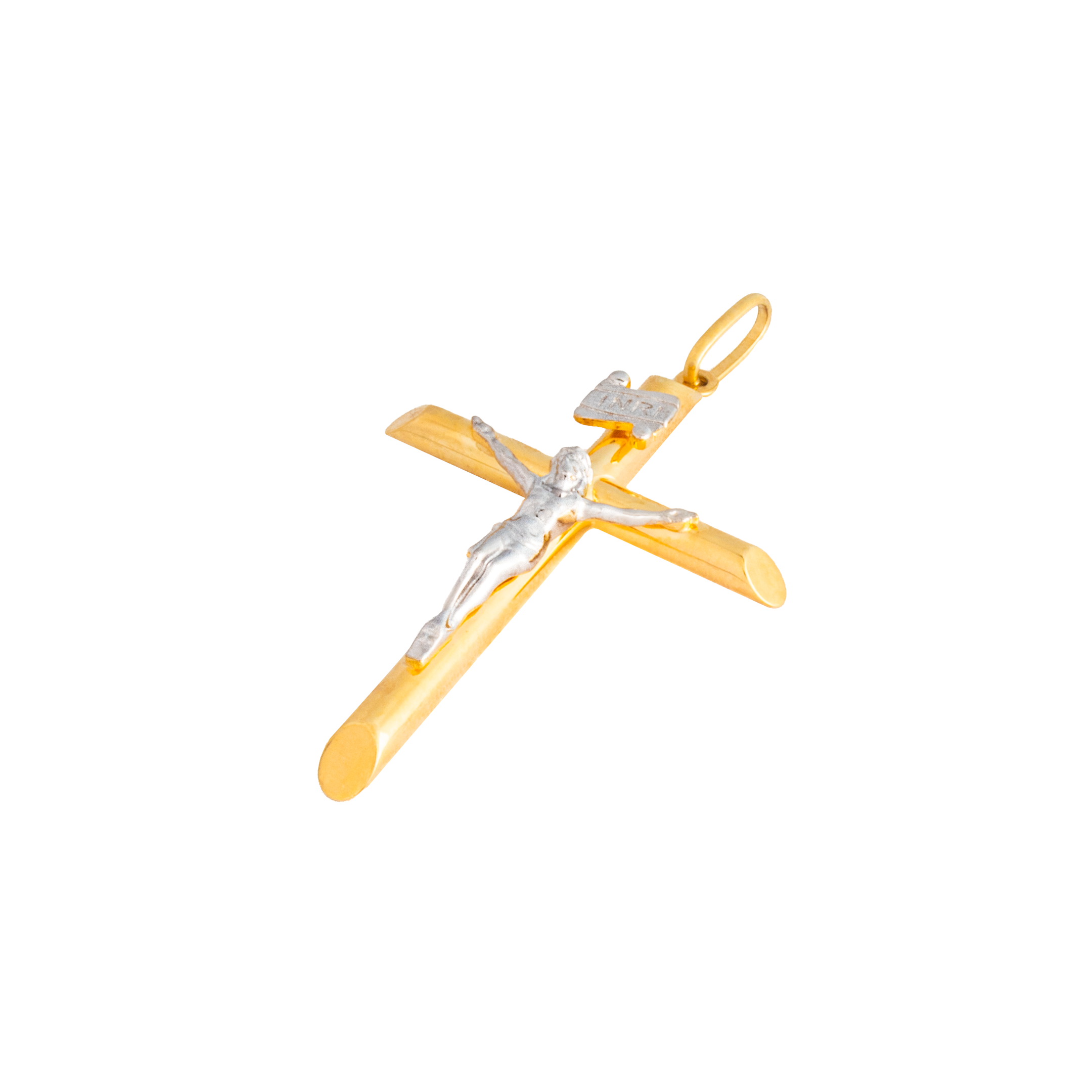 Cristo/cruz 2 Oros. Oro Italiano De 14 K. Oro Fino Joyería.