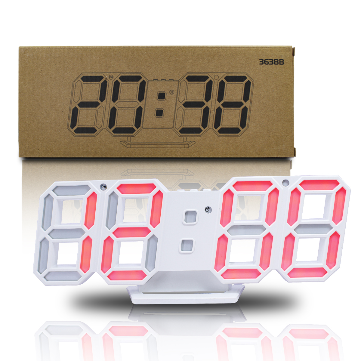 Reloj Digital 3d Despertador De Escritorio