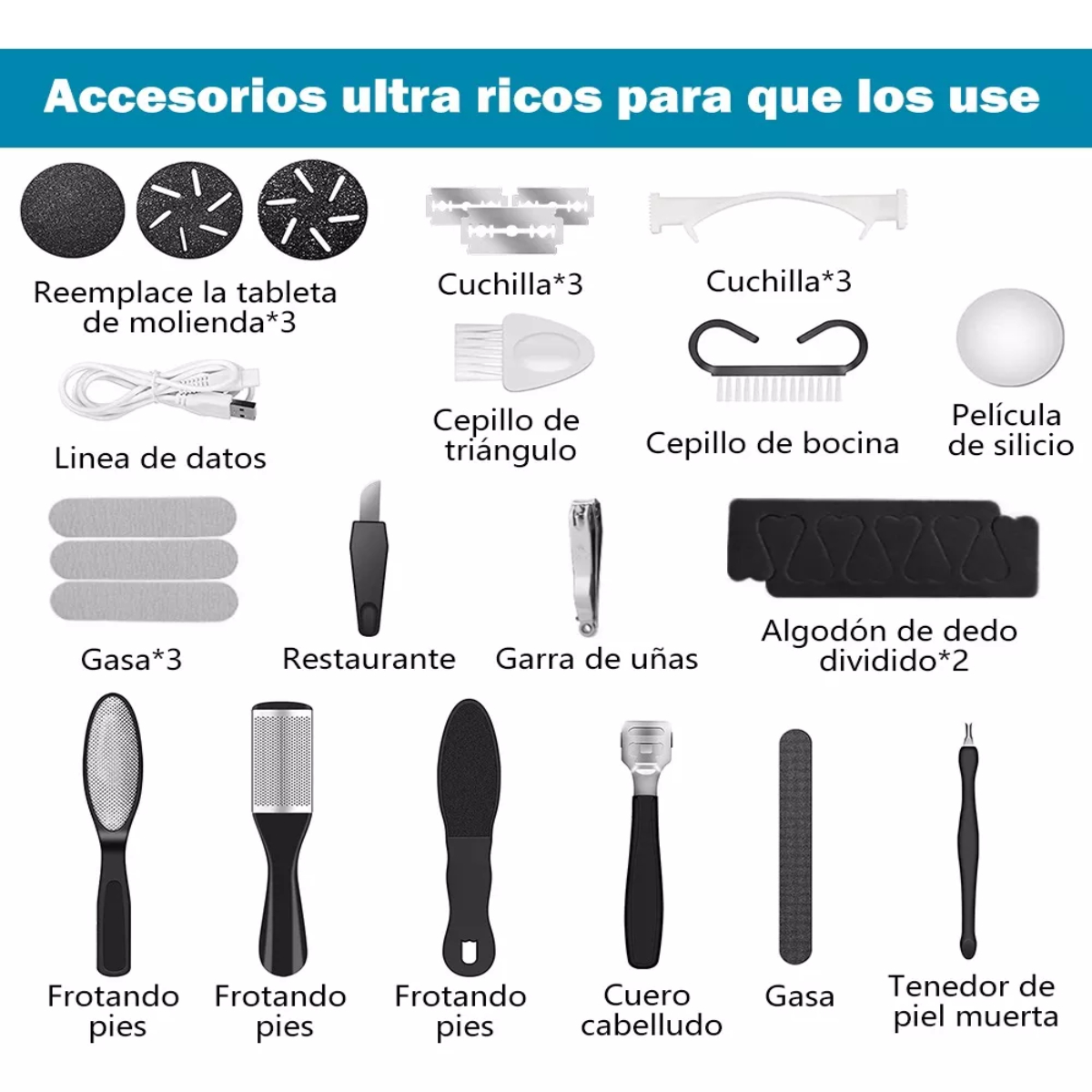 Removedor De Callos Eléctrico Para Pies Con Vacío Negro