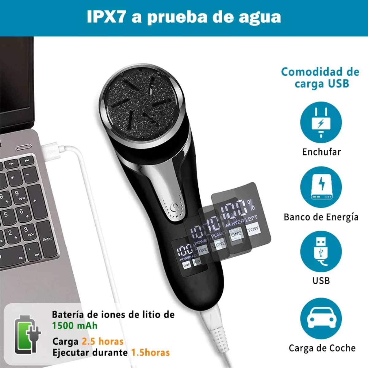 Removedor De Callos Eléctrico Para Pies Con Vacío Negro