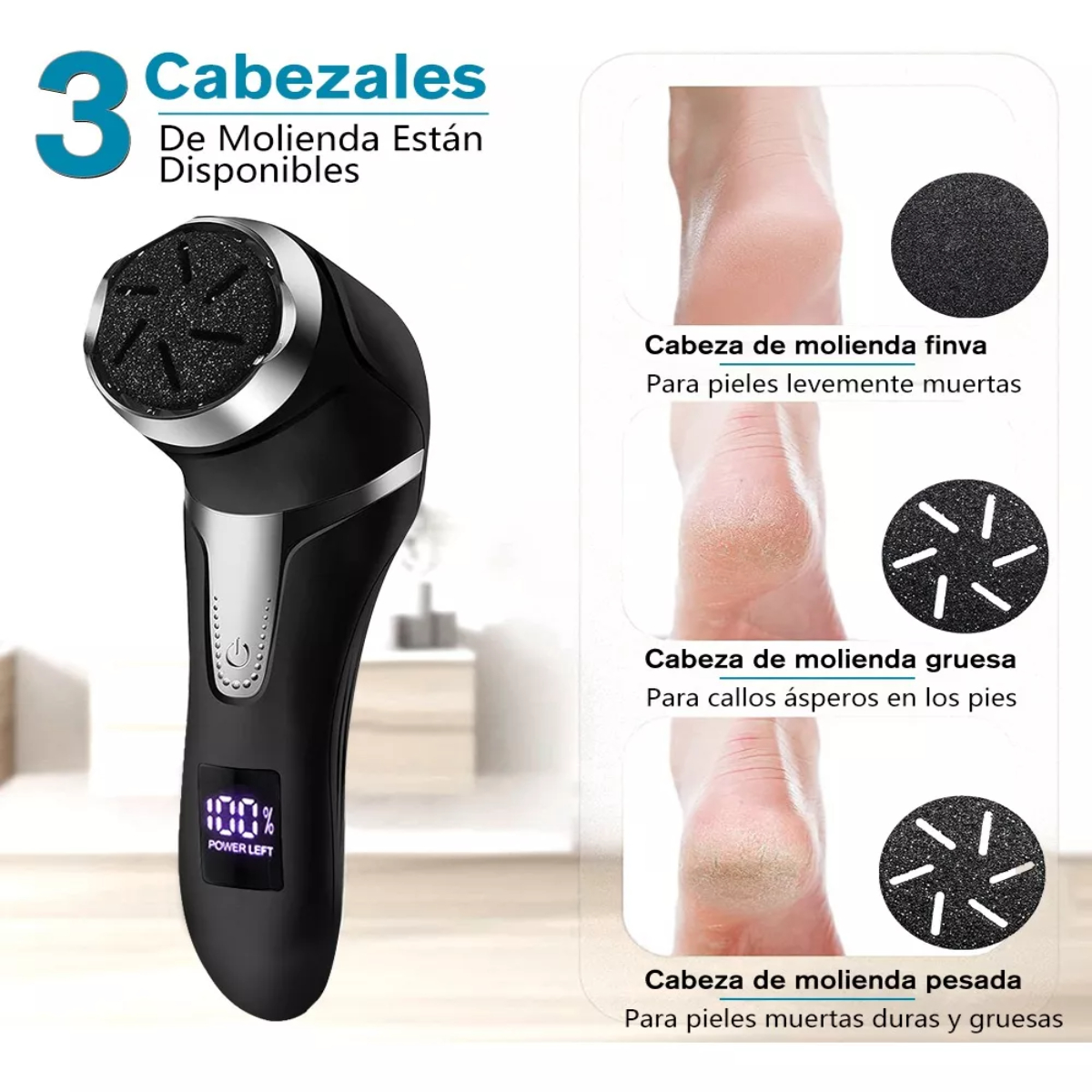 Removedor De Callos Eléctrico Para Pies Con Vacío Negro