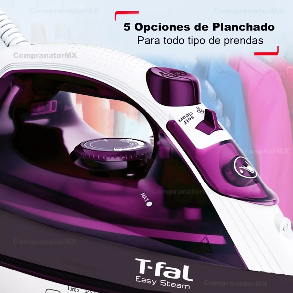 Plancha De Ropa Suela Cerámica Con Vapor Vertical Desinfect