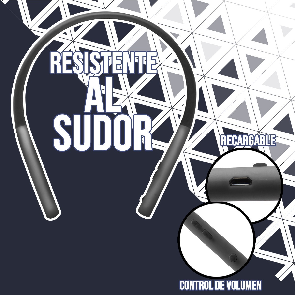 Audífonos Bluetooth Deportivos Manos Libres Inalambrico Sport Neck Band Resistente A Sudor Negro.