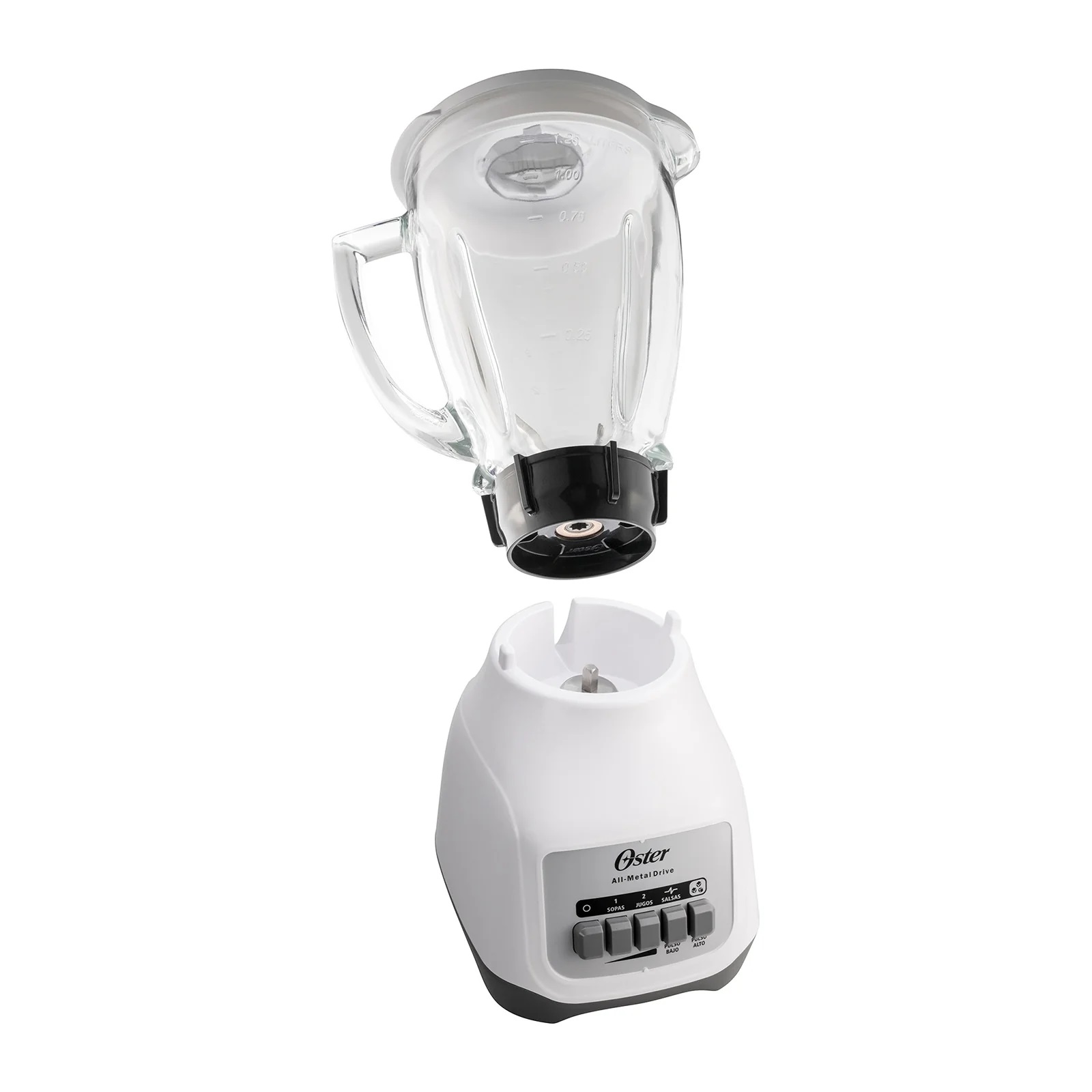Licuadora Oster Vaso de Vidrio 1.5 Litros 2 Velocidades BLSTKAG-WPB