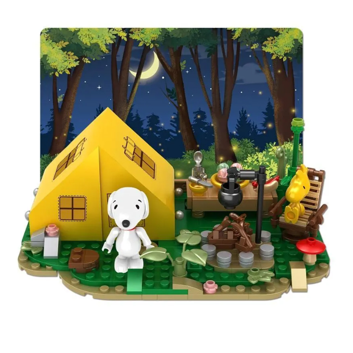 Bloques de Construcción Diseño Escena Campamento de Snoopy.