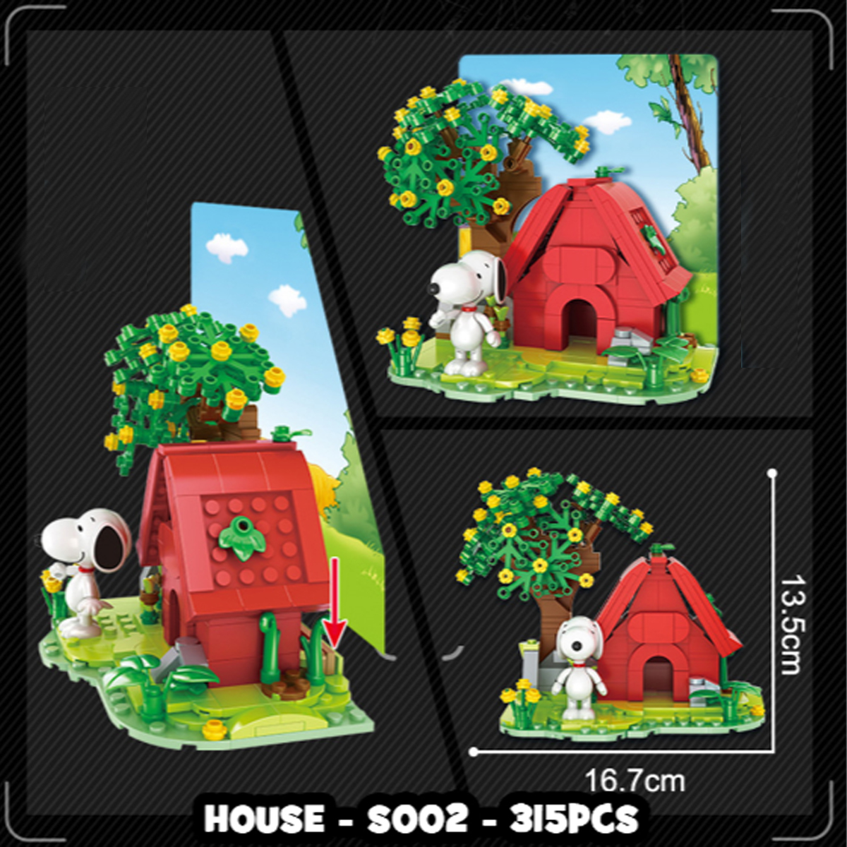 Bloques de Construcción Diseño Escena Snoopy en Casa Roja.