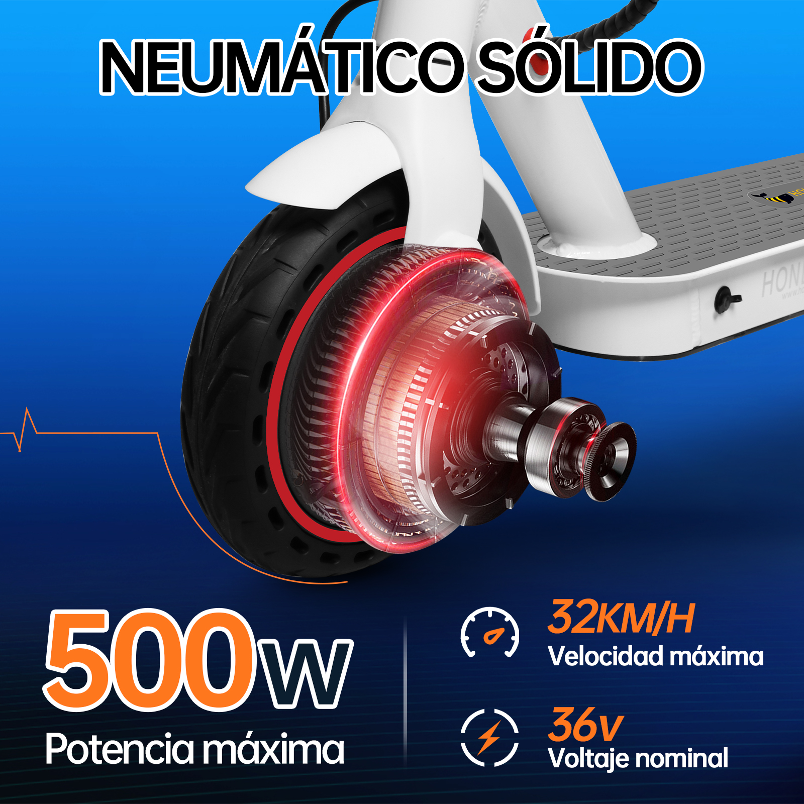 Scooter Eléctrico Honey Whale E9 PRO Blanco.