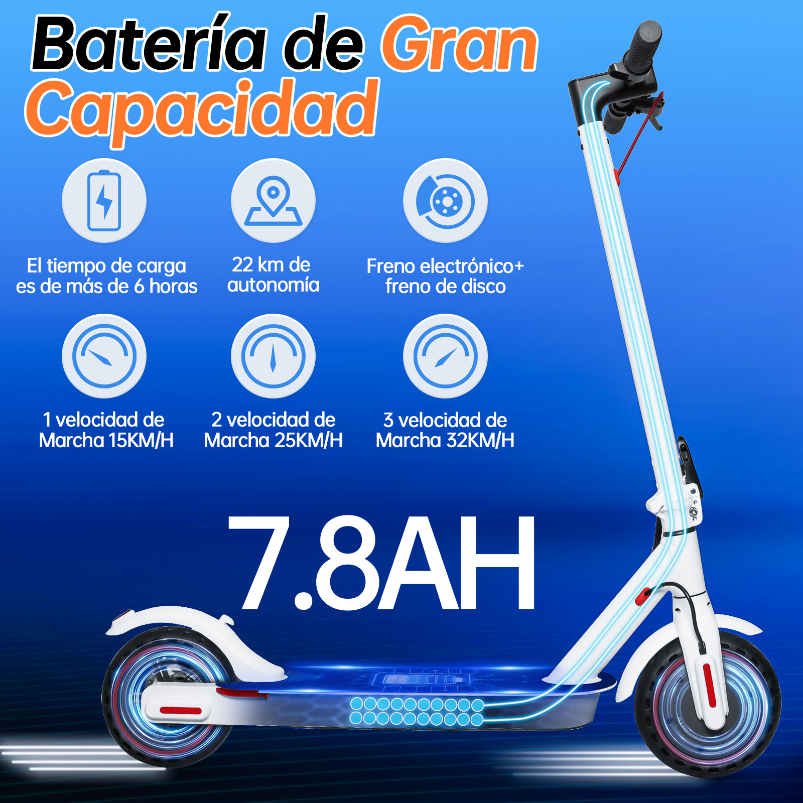 Scooter Eléctrico Honey Whale E9 PRO Blanco.