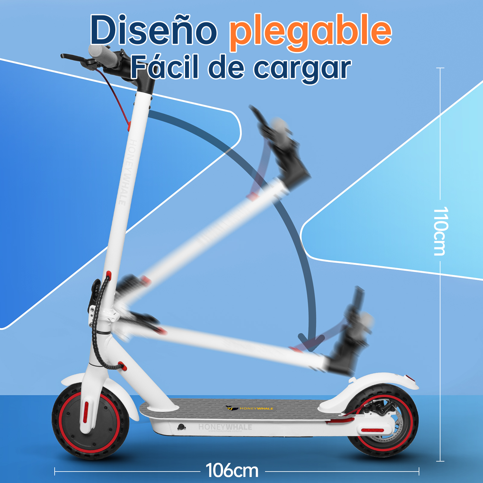 Scooter Eléctrico Honey Whale E9 PRO Blanco.