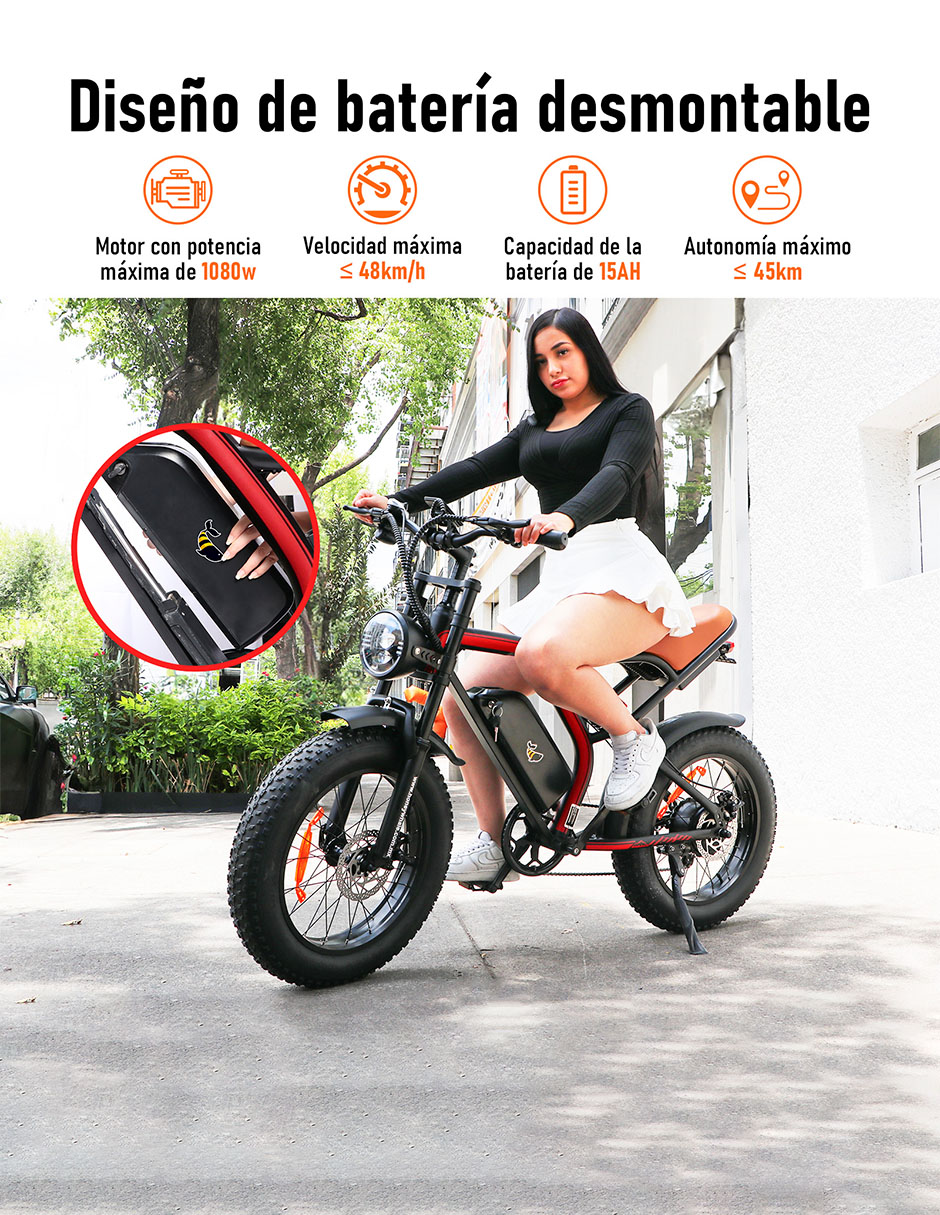 Bicicleta Eléctrica Honey Whale K6 Rojo