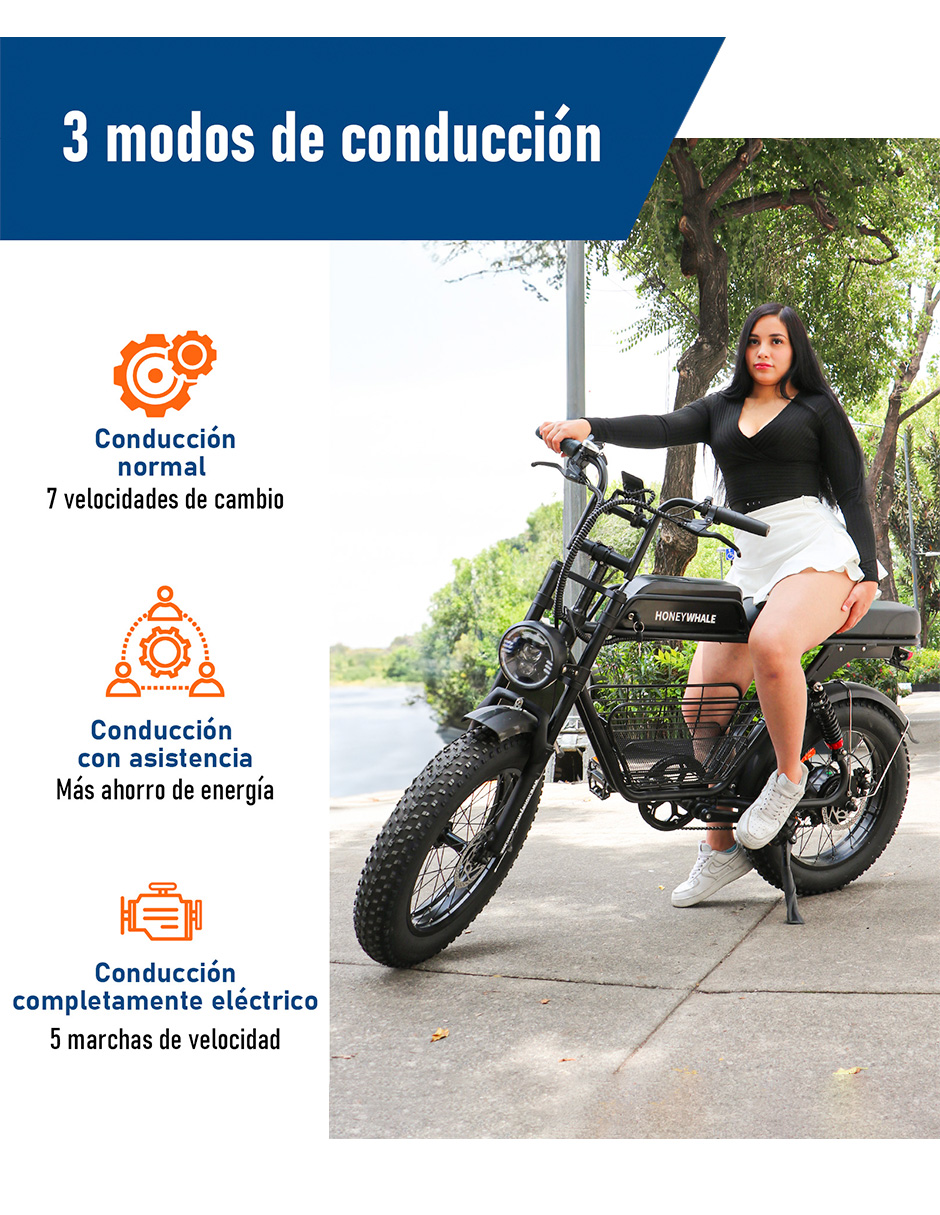 Bicicleta Eléctrica Honey Whale K7 Negro