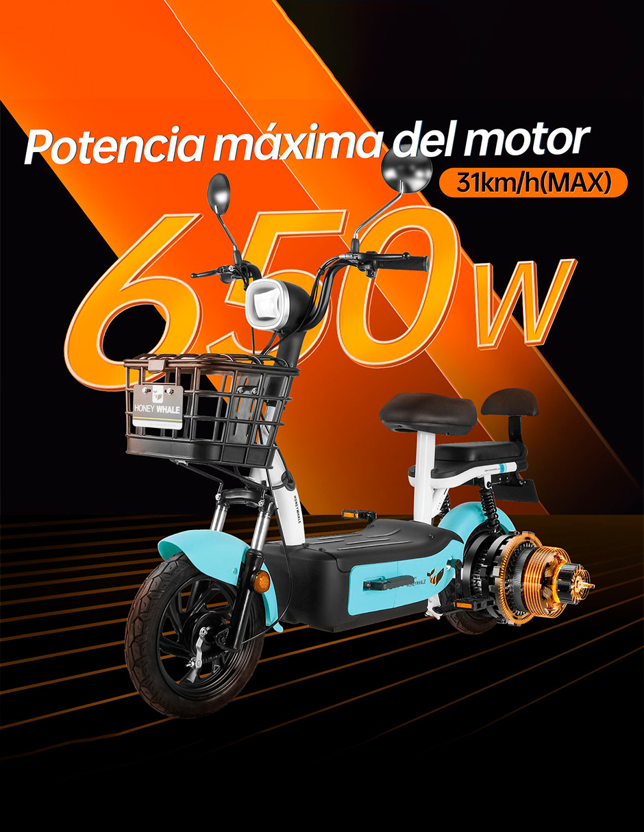 Motobici eléctrica Honey Whale U1S Azul.