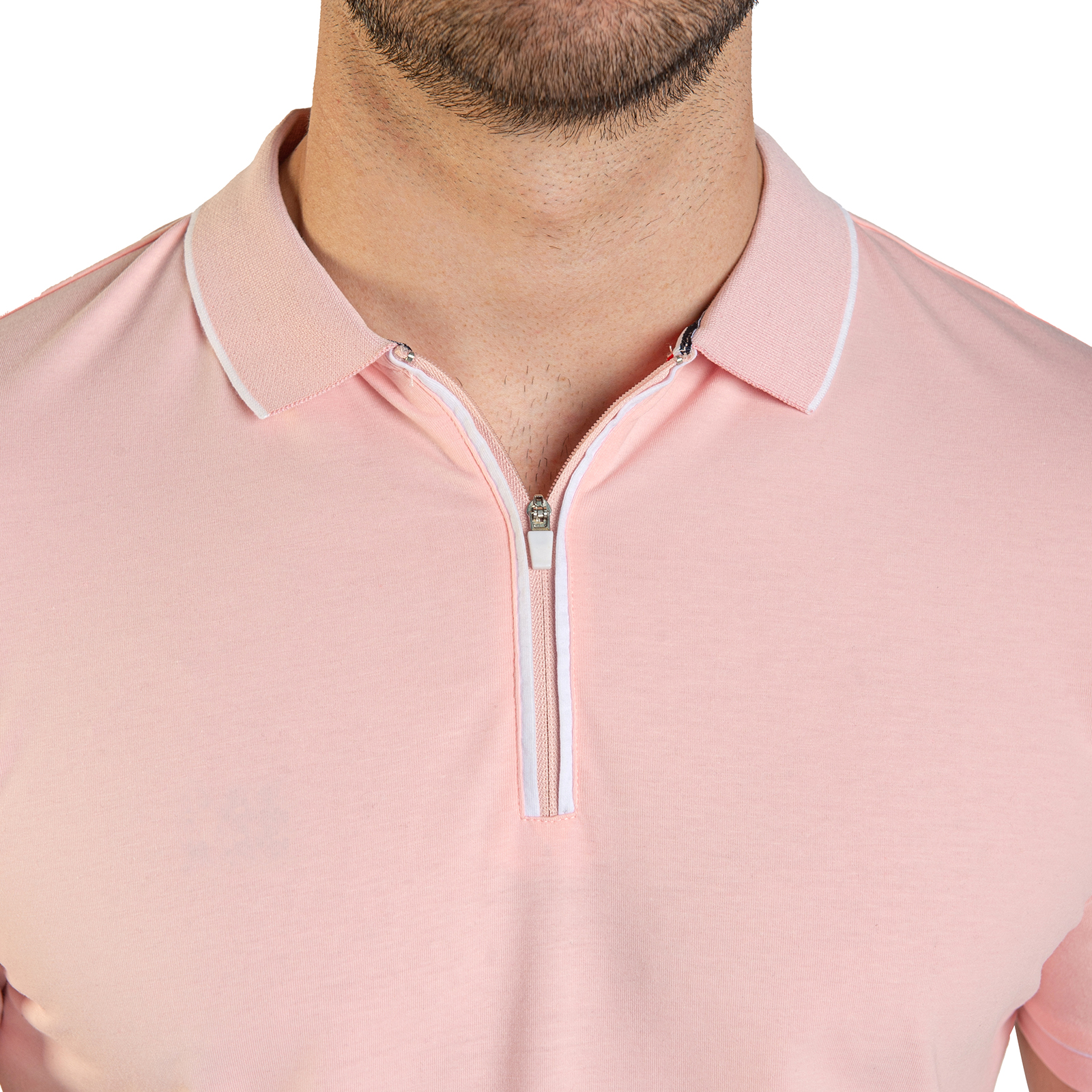 Playera tipo Polo para hombre con zipper Color rosa