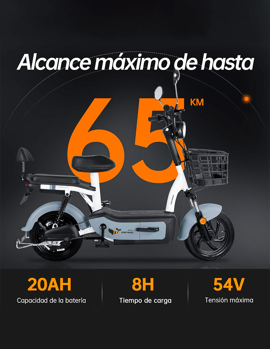 Motobici eléctrica Honey Whale U1S Gris.