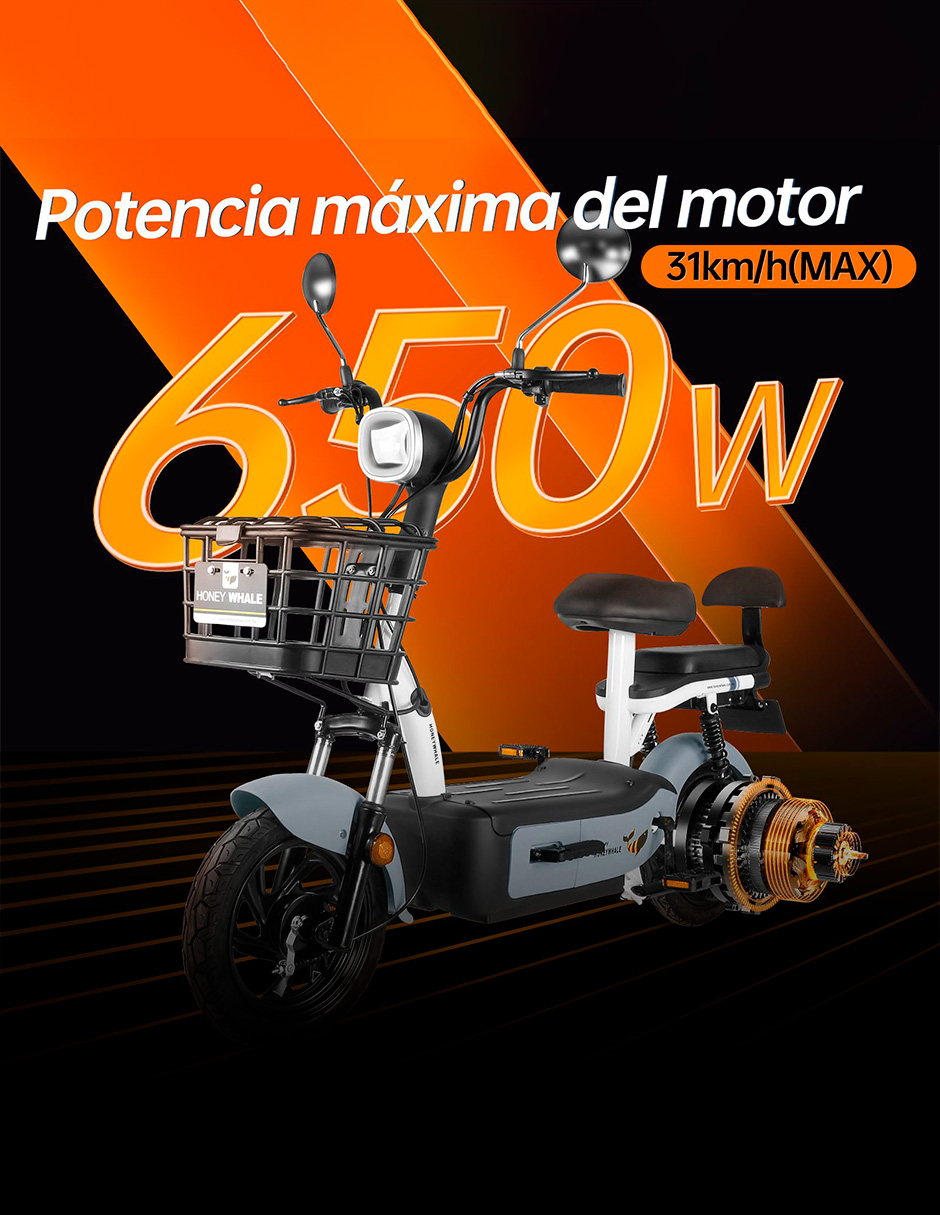 Motobici eléctrica Honey Whale U1S Gris.