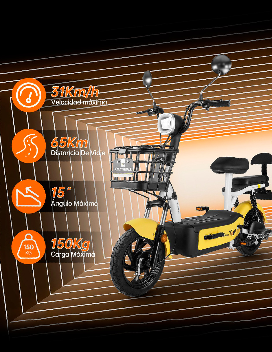 Motobici eléctrica Honey Whale U1S Amarillo.