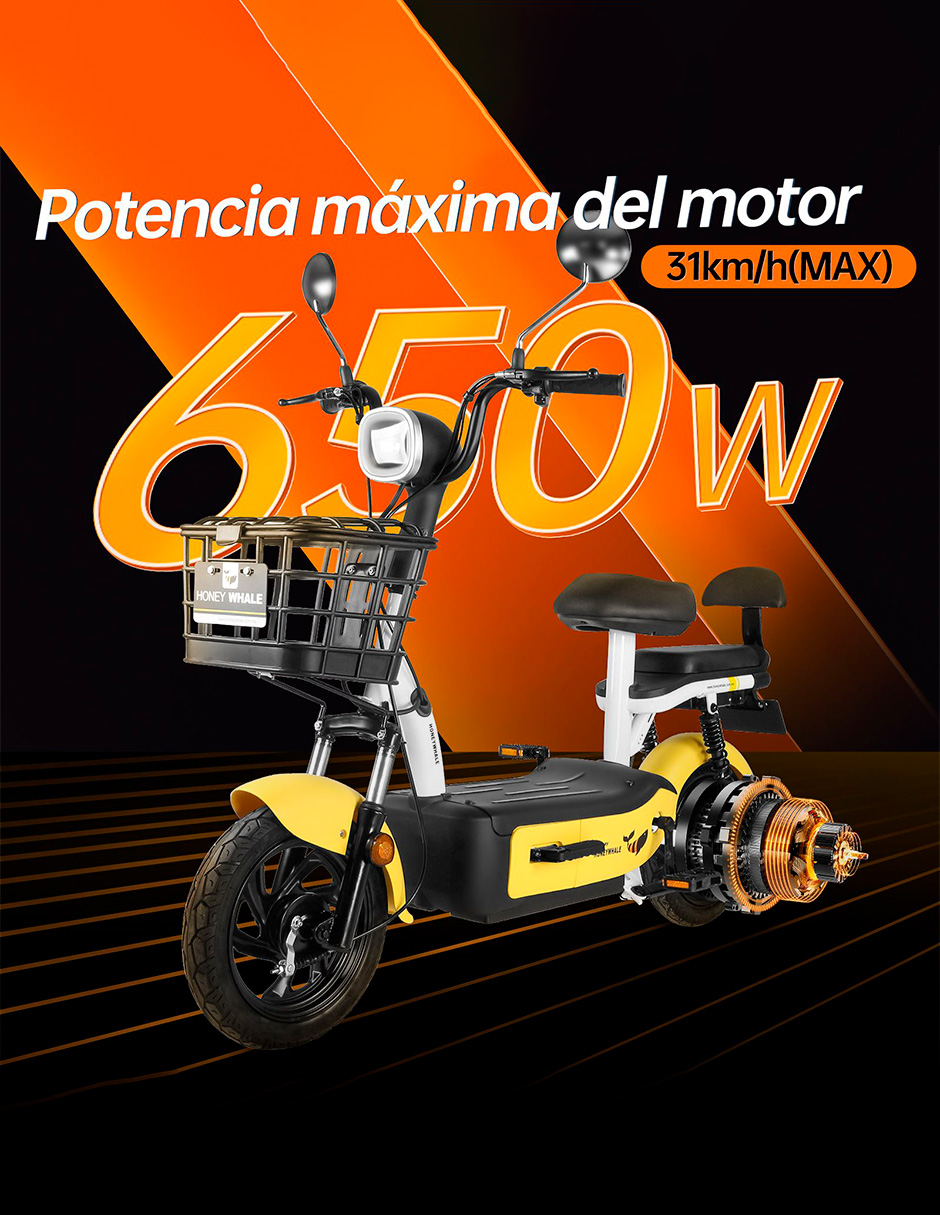 Motobici eléctrica Honey Whale U1S Amarillo.