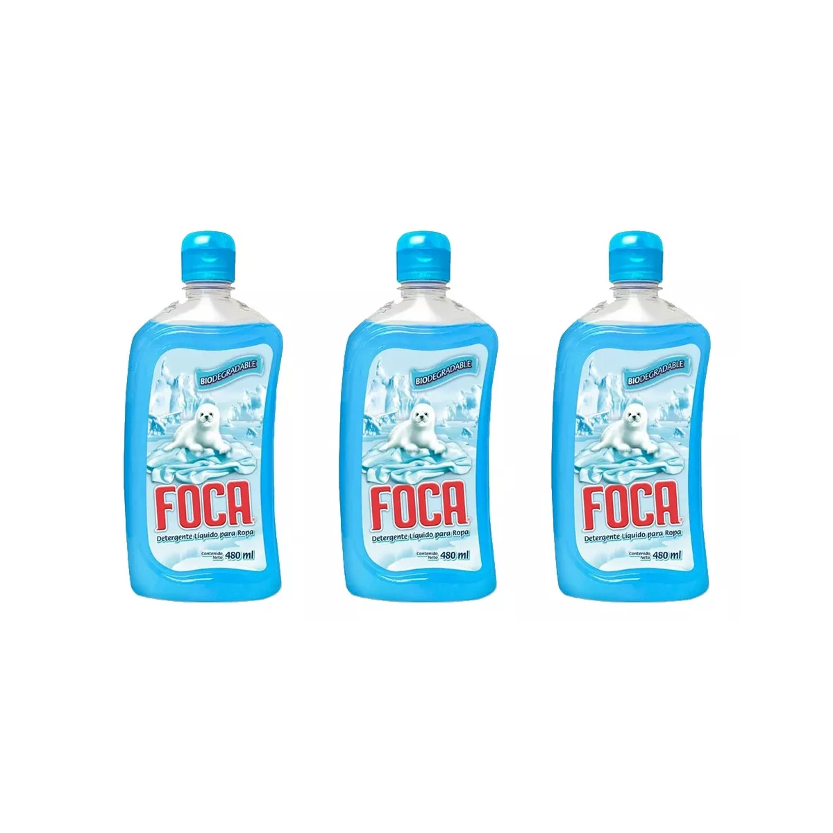 Detergente Líquido Foca 3 Piezas de 480 ml c/u