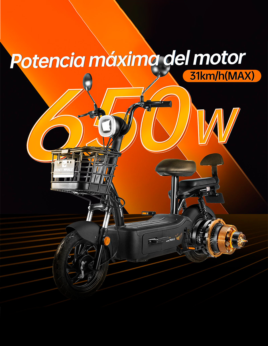 Motobici eléctrica Honey Whale U1S Negro.