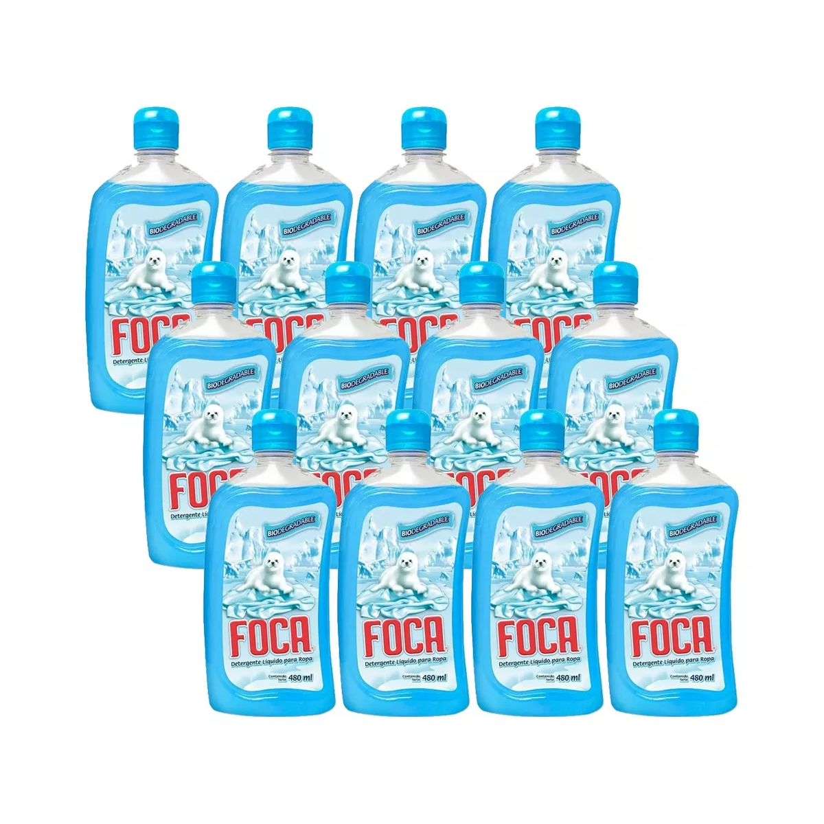 Detergente Líquido Foca 12 Piezas de 480 ml c/u