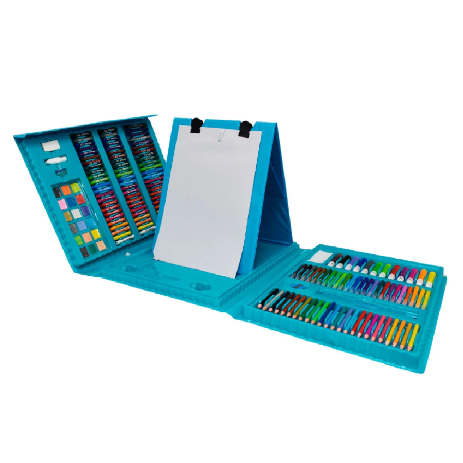 Kit De Dibujo Para Colorear Con Estuche Portátil 208 Piezas Azul