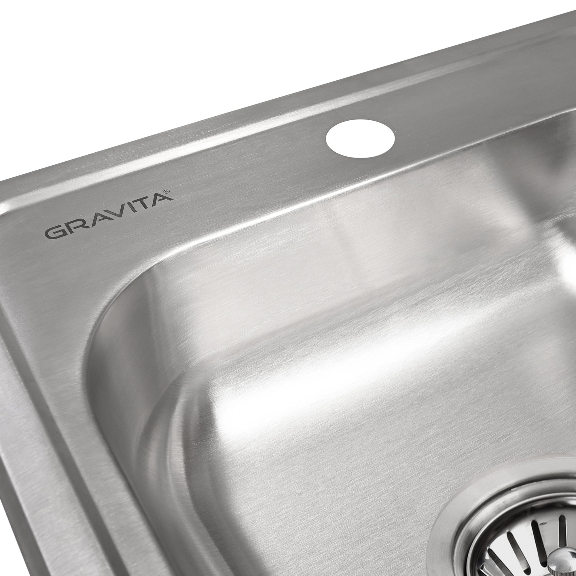 Tarja fregadero de sobreponer con escurridor y contra canasta marca Gravita