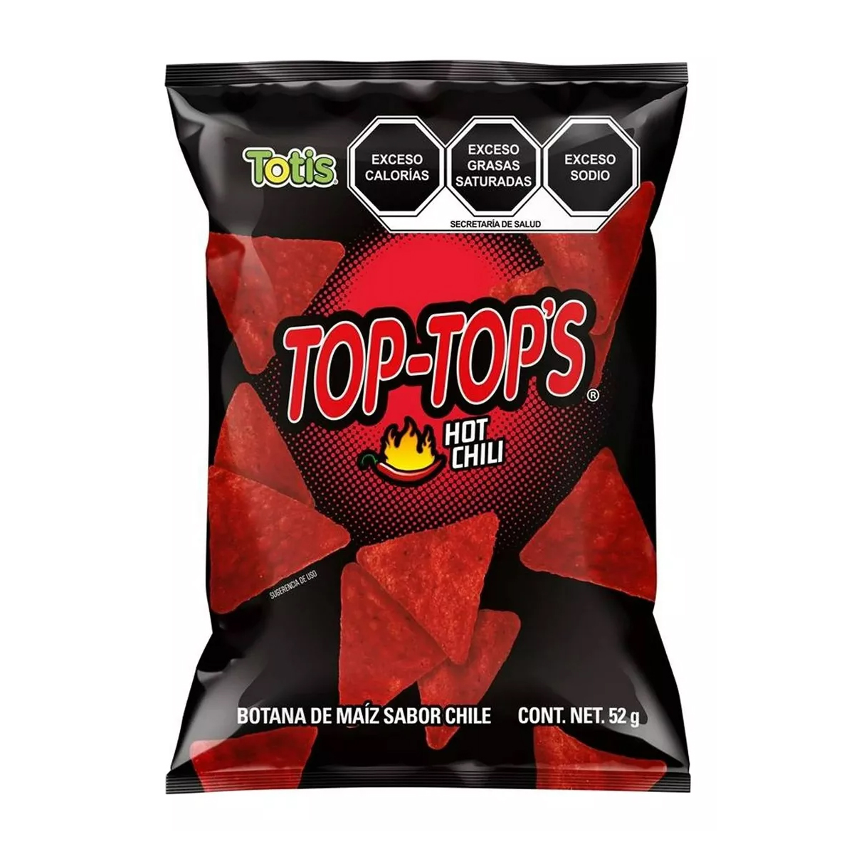 Botana Top Tops Hot Chili 12 Piezas de 52 gramos c/u
