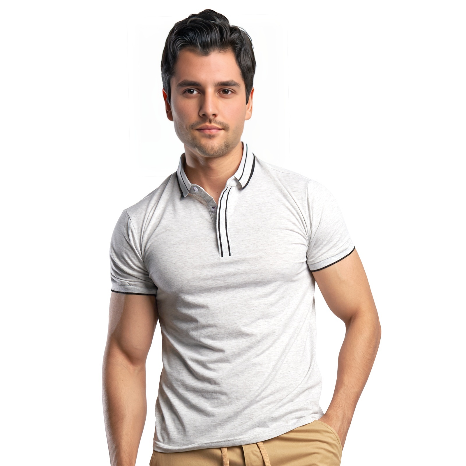 Playera Tipo Polo Para Hombre Color Gris