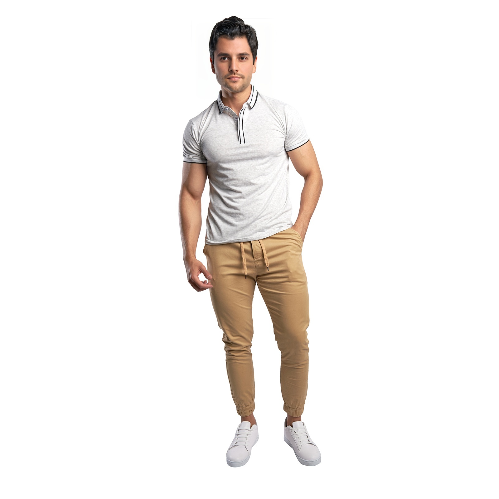 Playera Tipo Polo Para Hombre Color Gris
