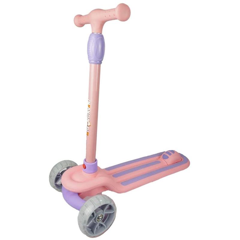 Scooter 3 Ruedas Luces Led 70kg Rosa con Morado 3-9 años