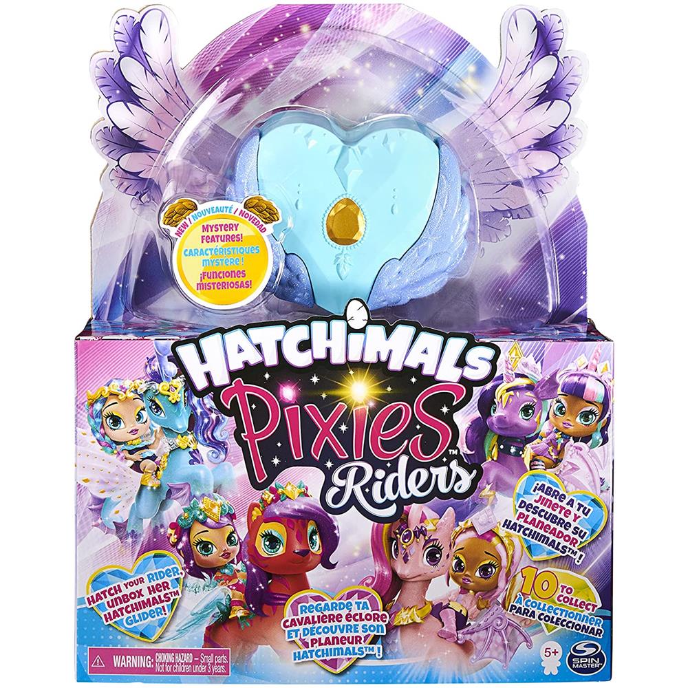 Hatchimals Pixies Riders Azul Alas Azul Gema Amarilla