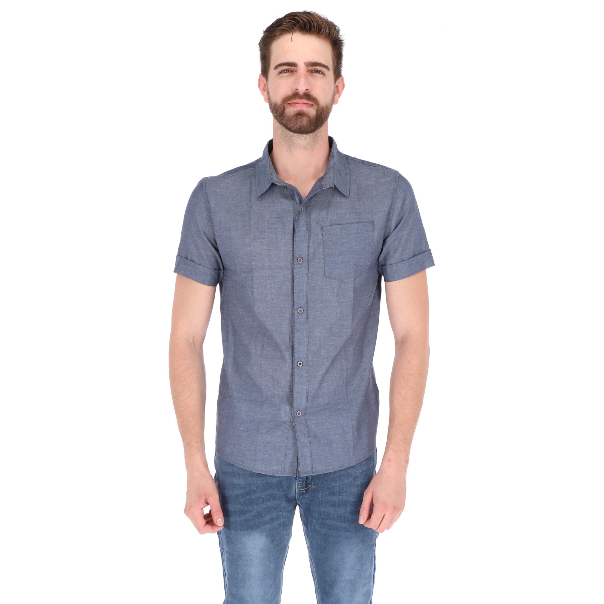 Camisa Manga Corta Azul Marino Para Hombre CHB Chili Beans Clothing Co..