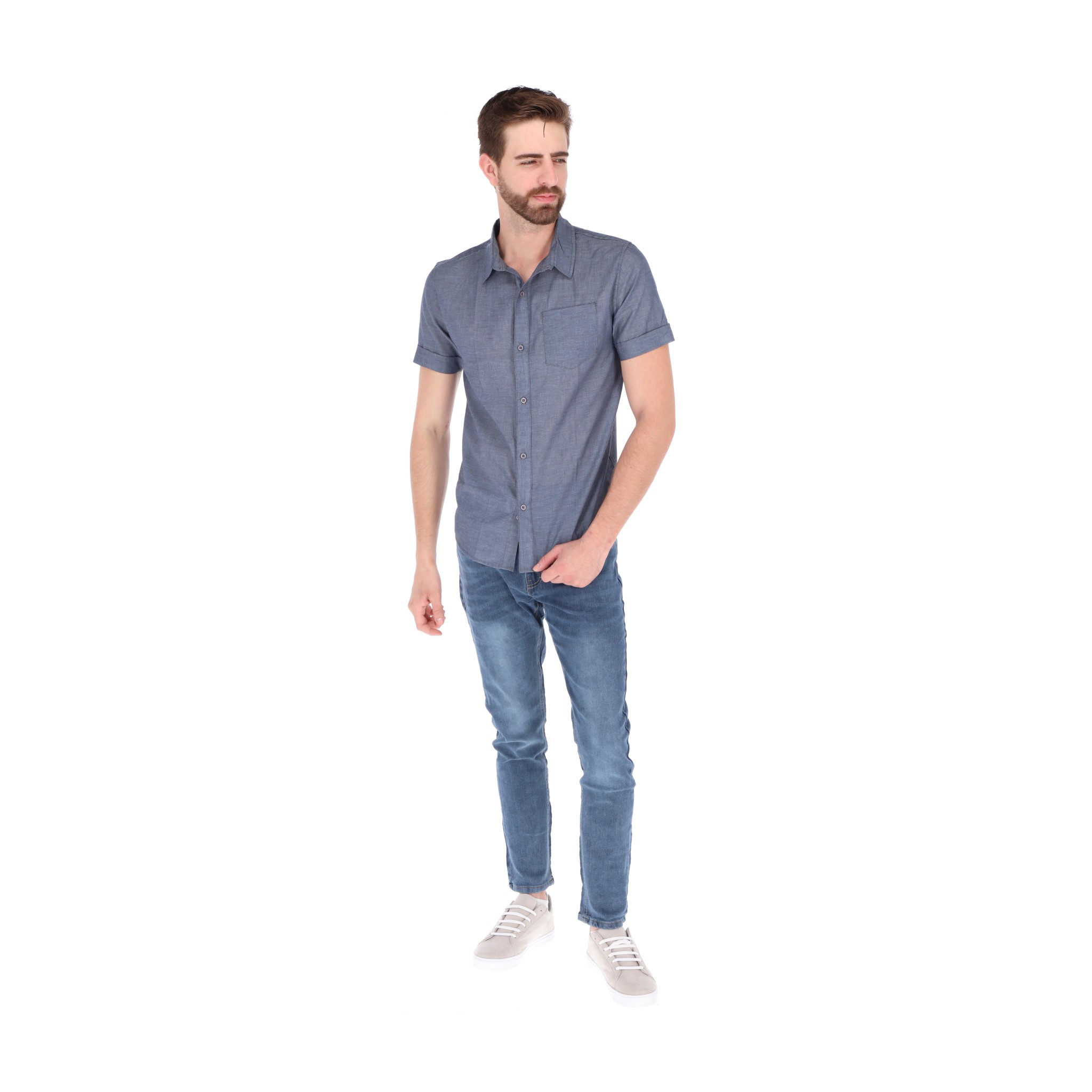 Camisa Manga Corta Azul Marino Para Hombre CHB Chili Beans Clothing Co..