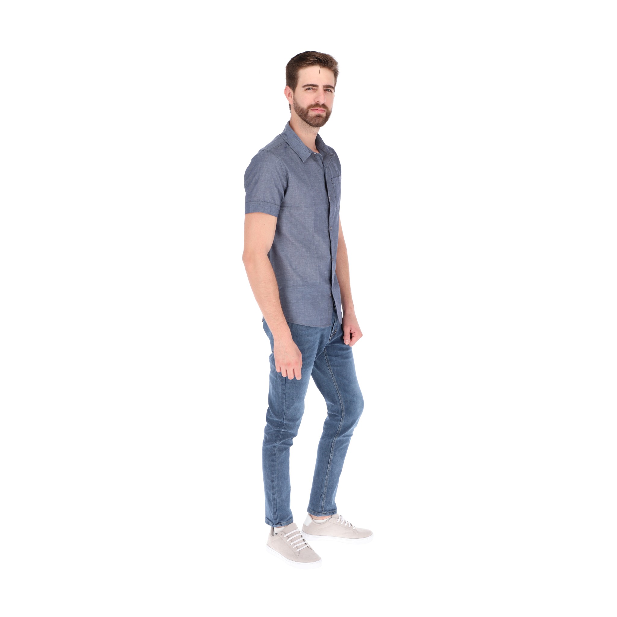 Camisa Manga Corta Azul Marino Para Hombre CHB Chili Beans Clothing Co..