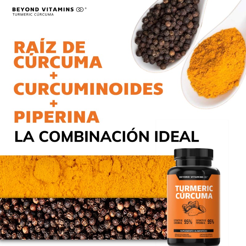 Turmeric Cúrcuma Con Extracto Al 95% y Pimienta Negra Al 95% - 150 Cápsulas