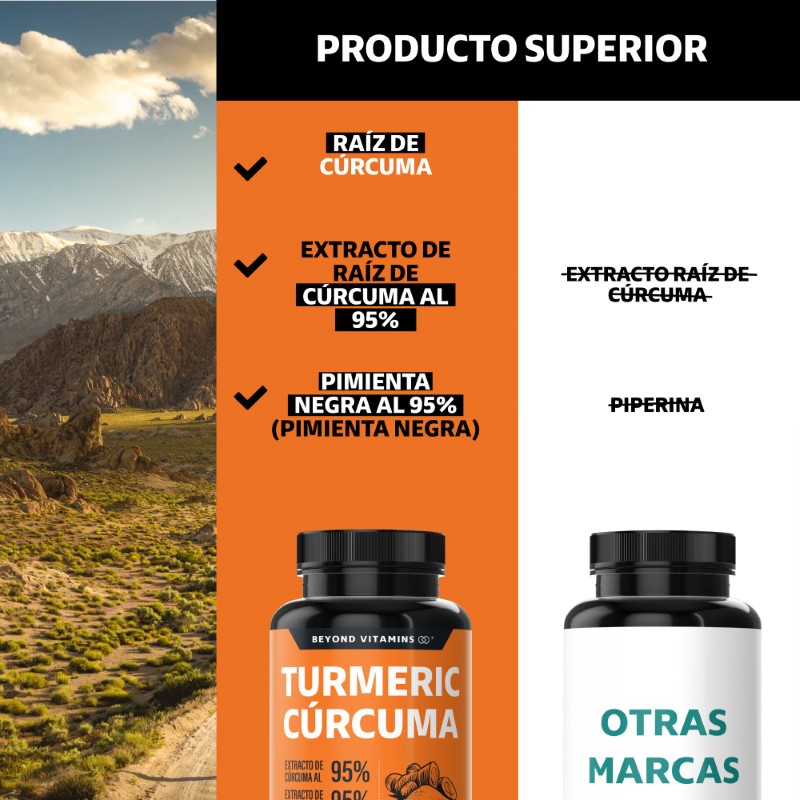 Turmeric Cúrcuma Con Extracto Al 95% y Pimienta Negra Al 95% - 60 Cápsulas