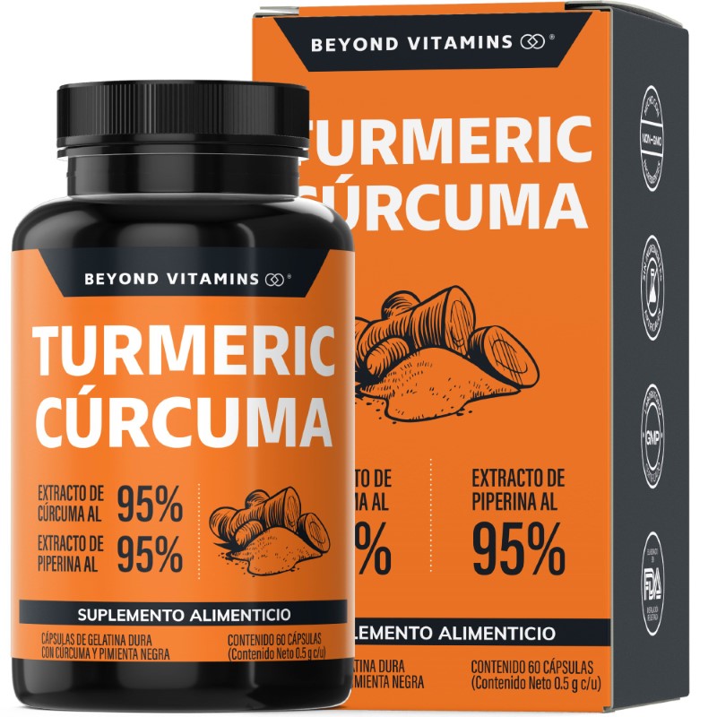 Turmeric Cúrcuma Con Extracto Al 95% y Pimienta Negra Al 95% - 60 Cápsulas
