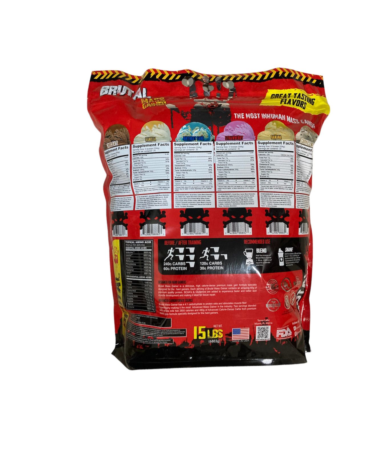 Ganador De Peso Brutal Mass Terror Labz 15 lbs 100 Serv .