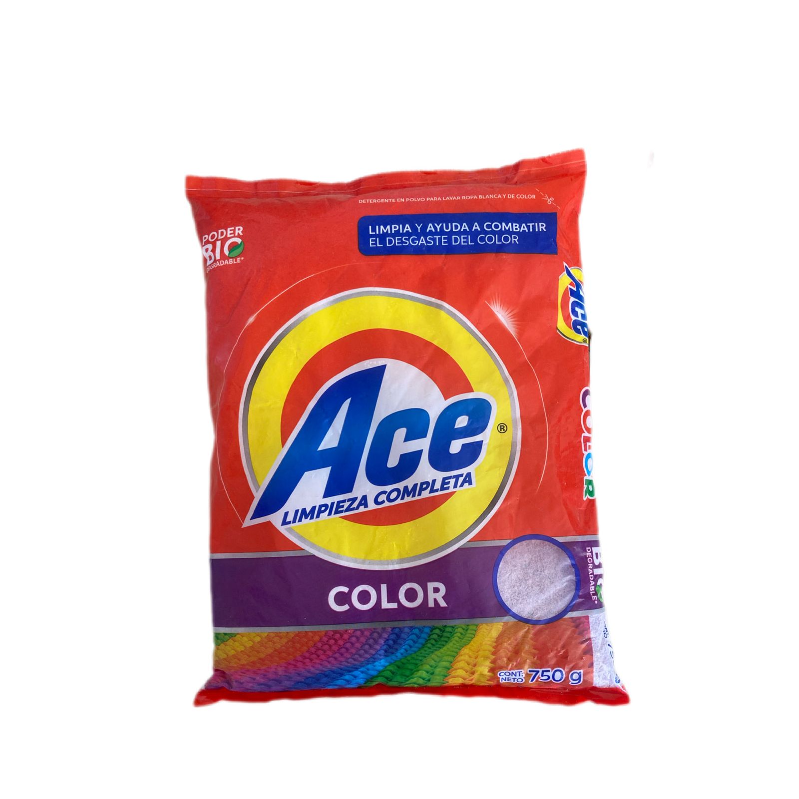 Detergente En Polvo Ace Color 750gr Caja Con 8 Pz