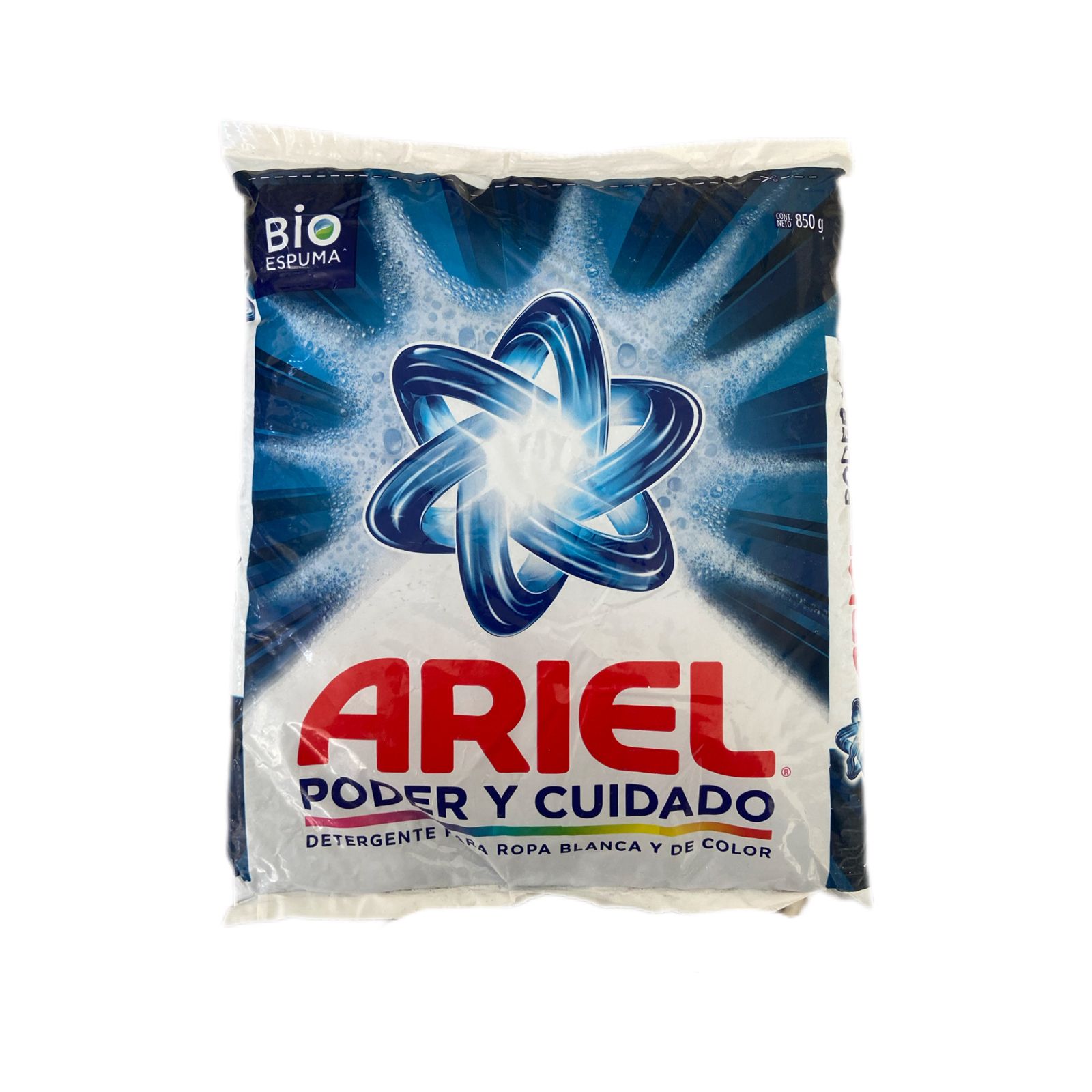 Detergente En Polvo Ariel Poder Y Cuidado 850g Caja 6 Pz