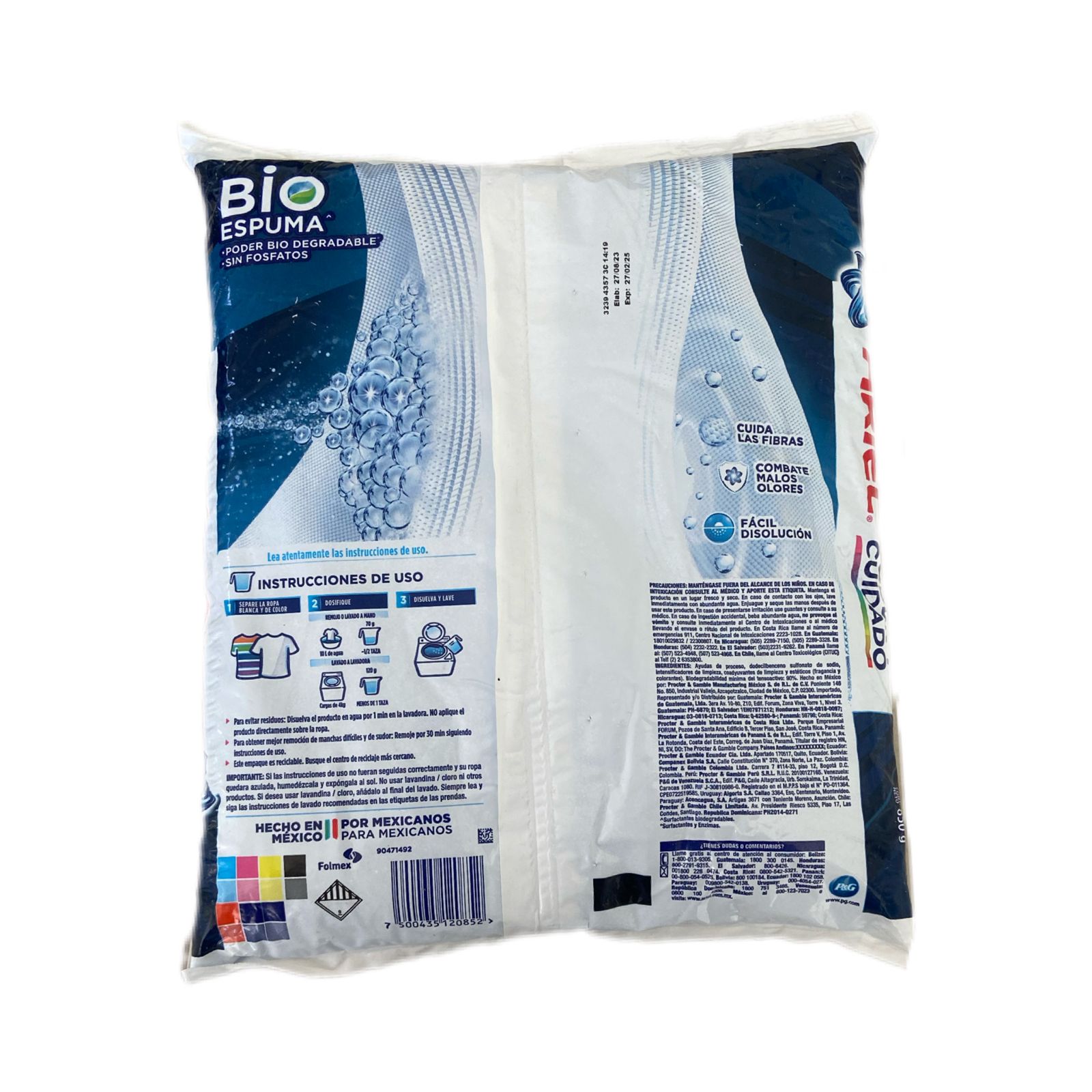 Detergente En Polvo Ariel Poder Y Cuidado 850g Caja 6 Pz