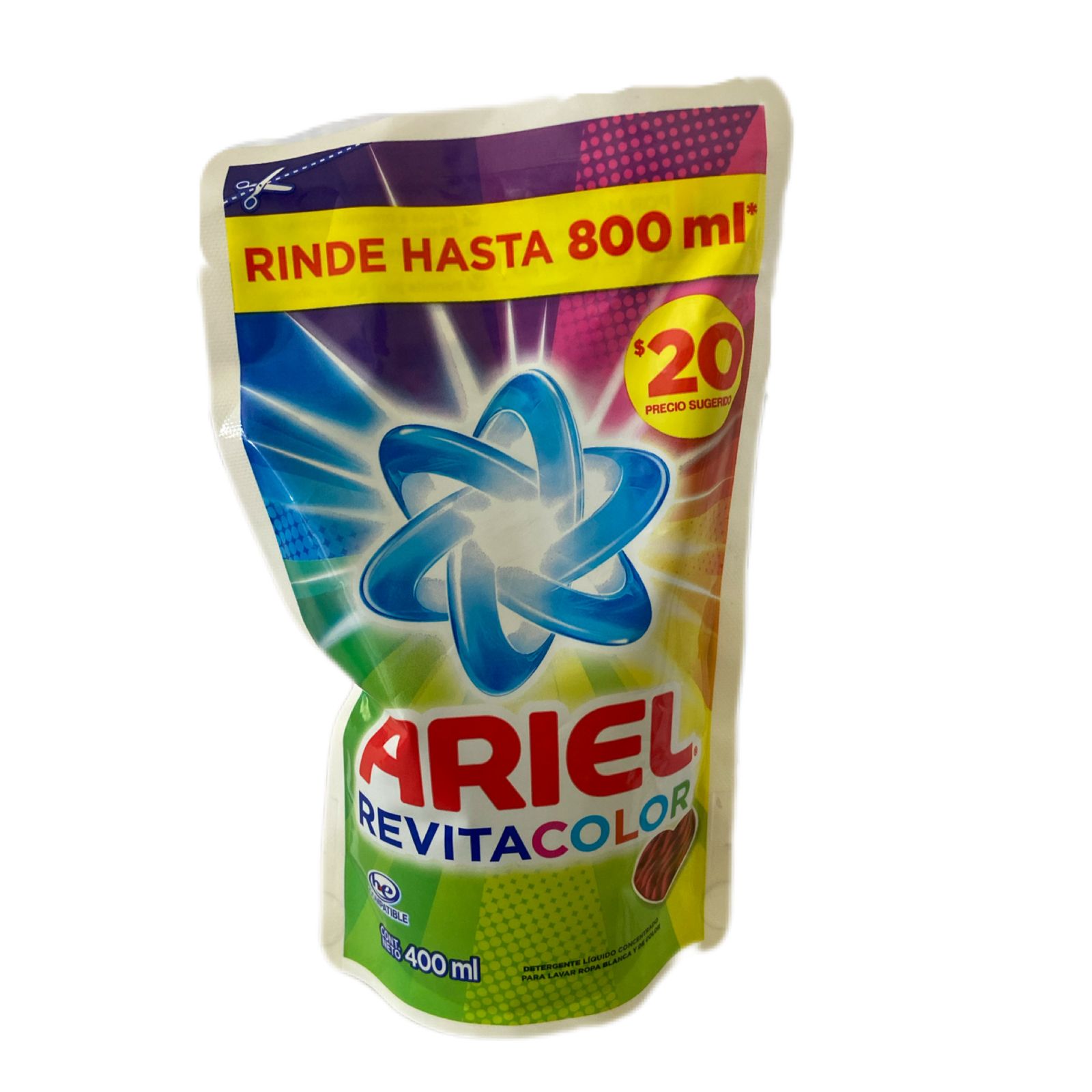 Detergente Para Ropa Ariel Revitacolor 400ml Caja 6 Pz