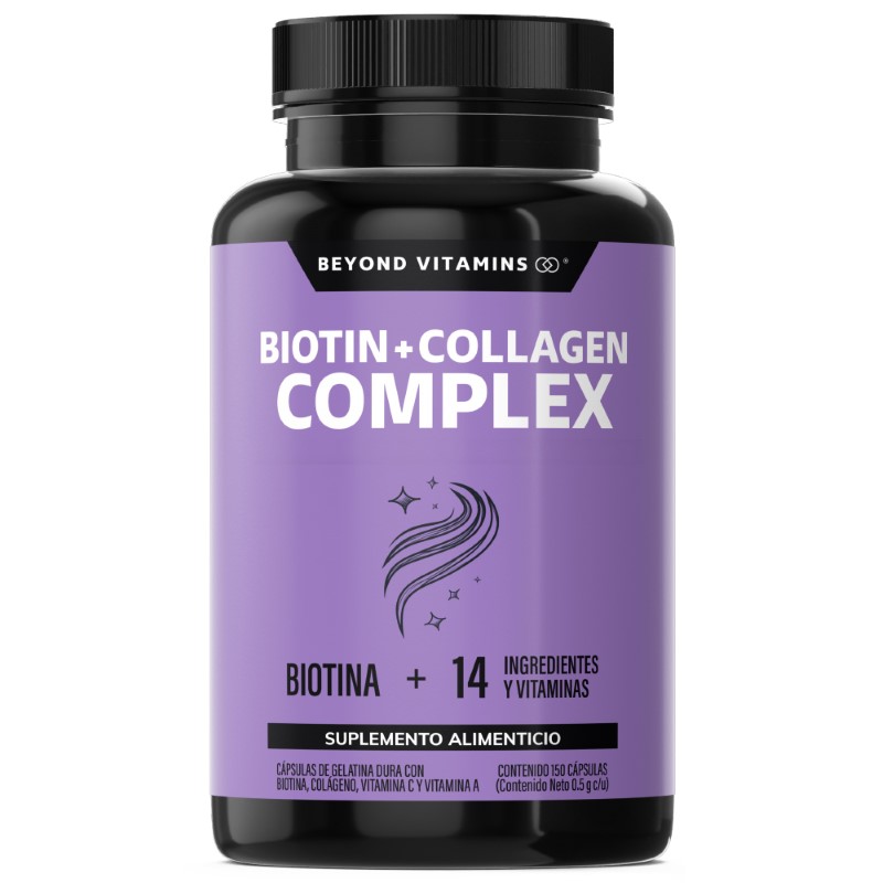 Biotina con Colágeno y Vitaminas Suplemento Alimenticio - 150 Cápsulas