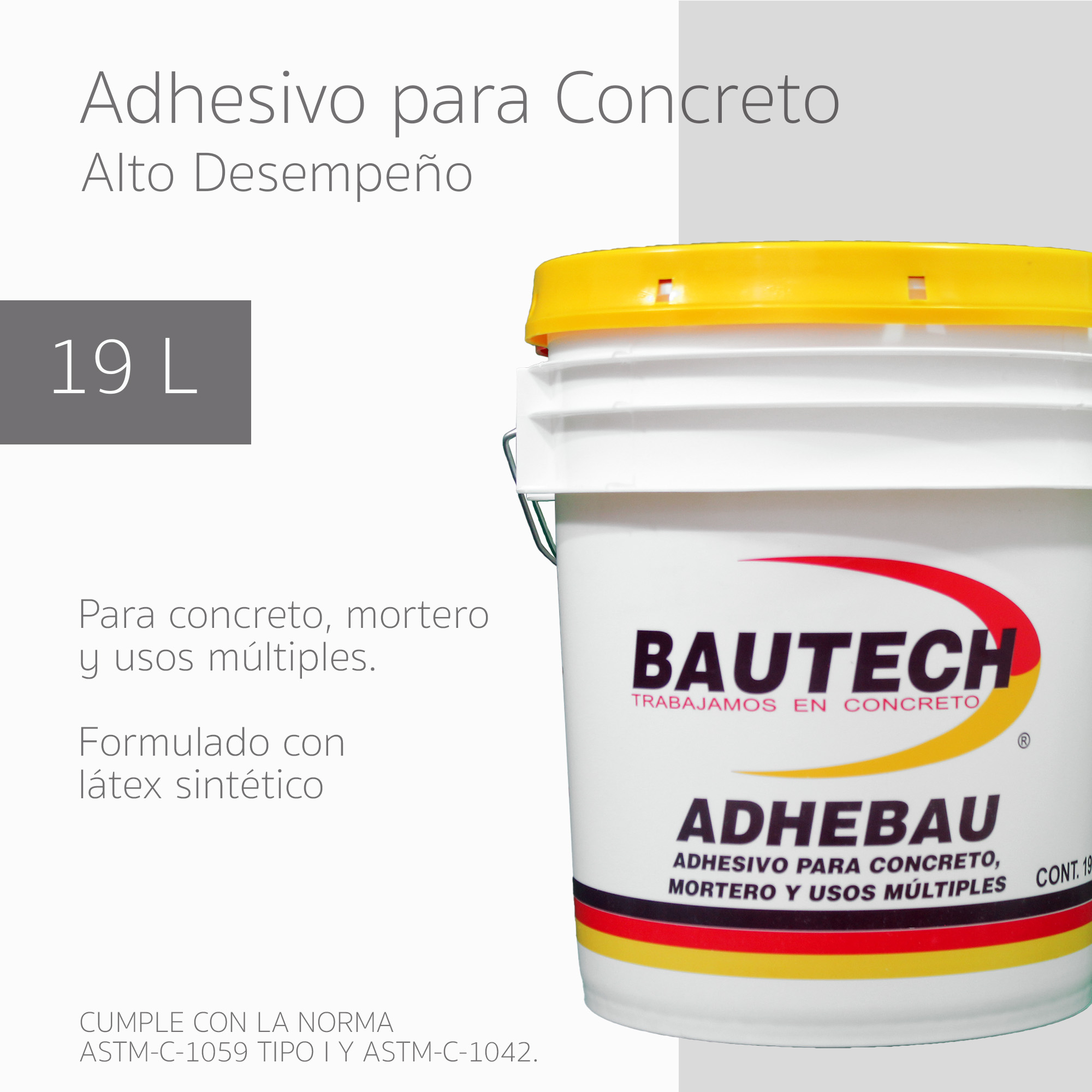 Adhesivo Para Concreto Mortero Y Usos Múltiples Adhebau De 1 Lt.