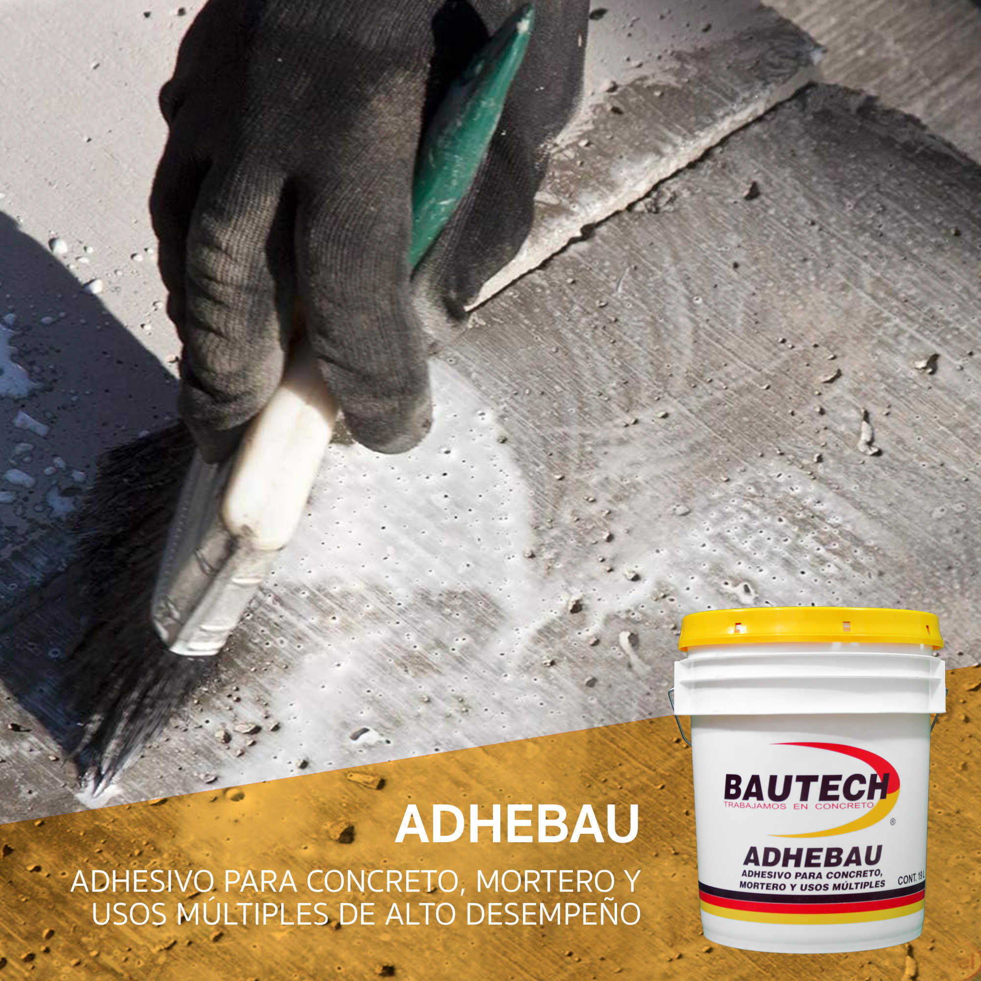 Adhesivo Para Concreto Mortero Y Usos Múltiples Adhebau De 1 Lt.