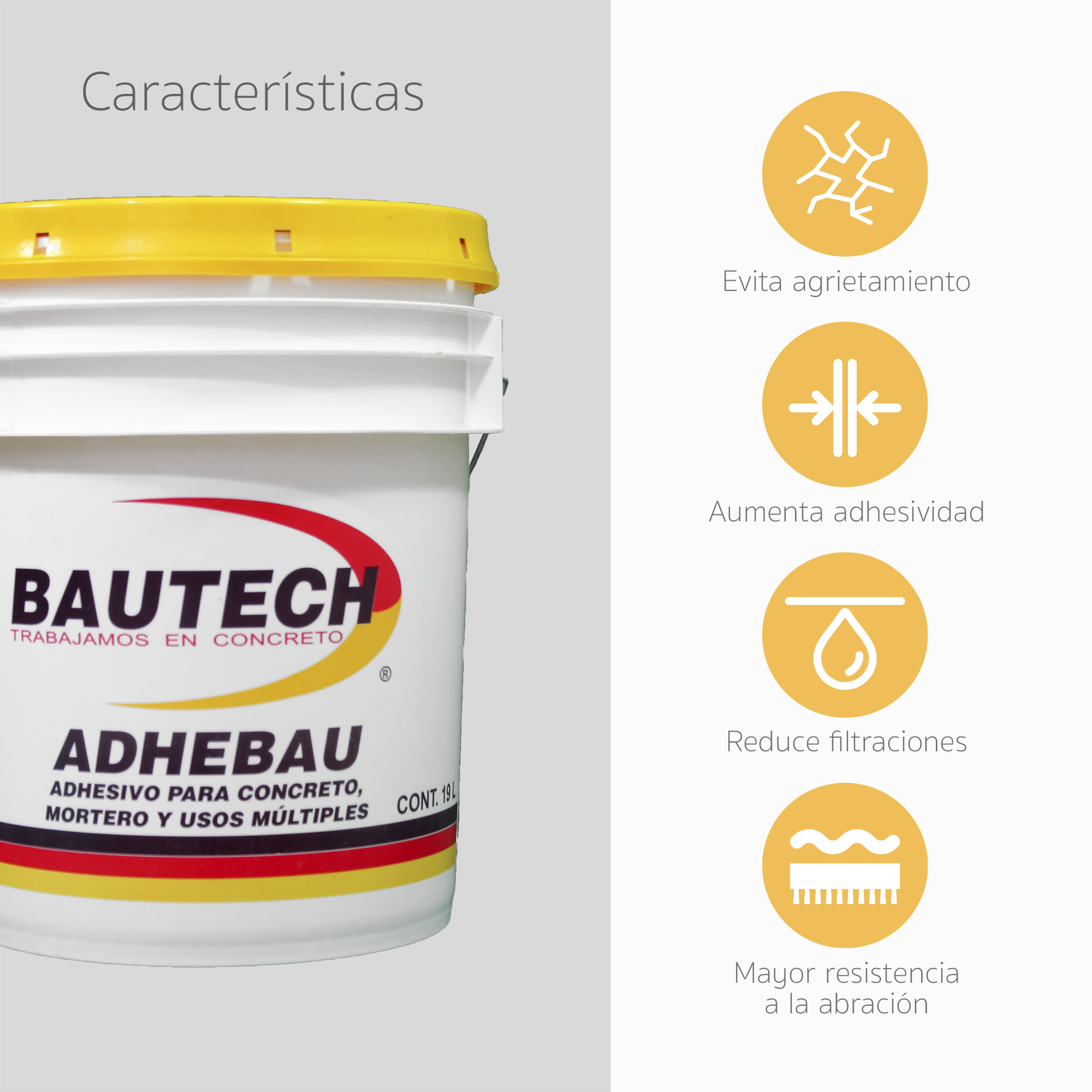 Adhesivo Para Concreto Mortero Y Usos Múltiples Adhebau De 1 Lt.