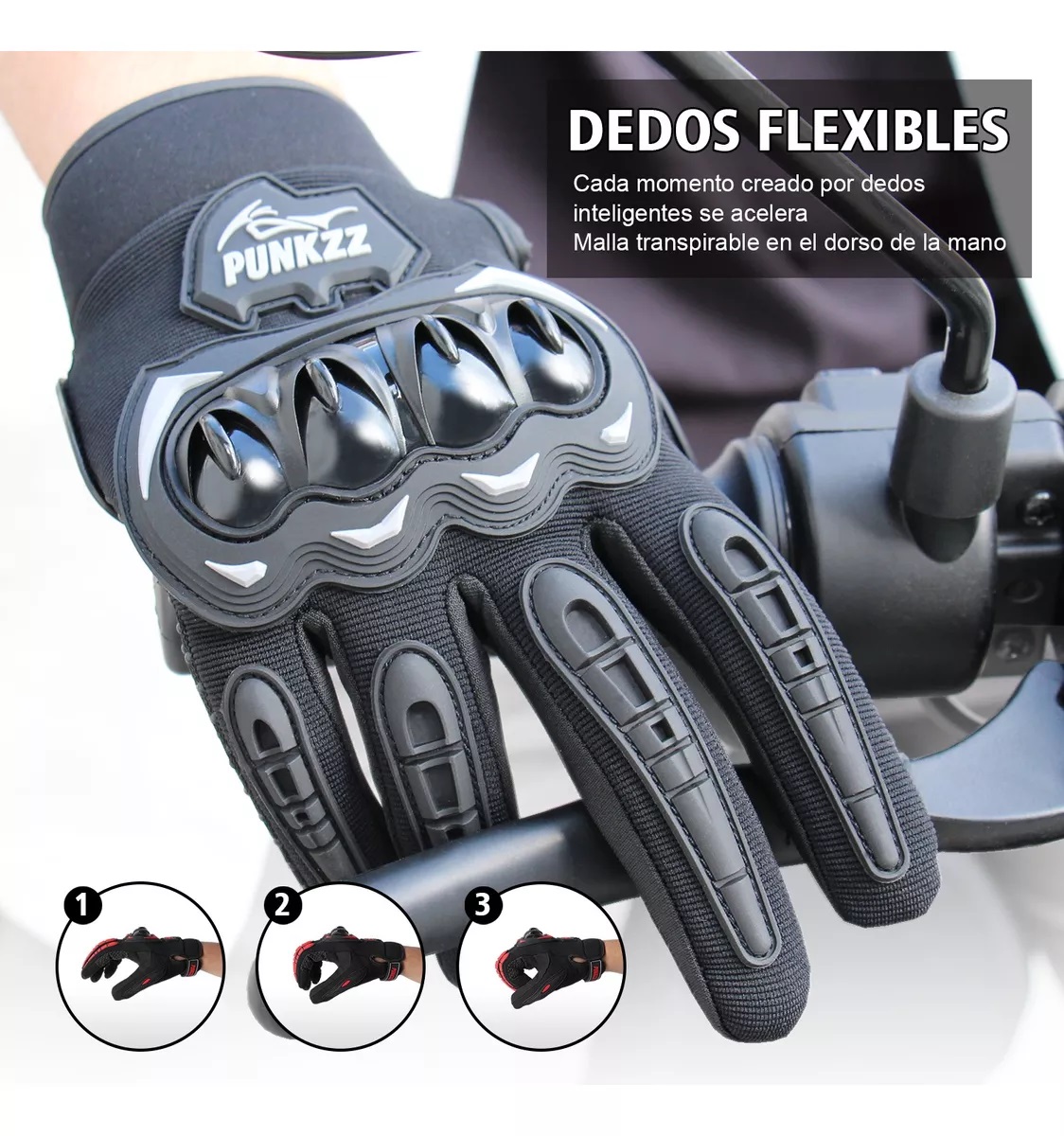 Guantes Proteccion Pantalla Táctil De Dedo Para Motocicleta Negro Talla M