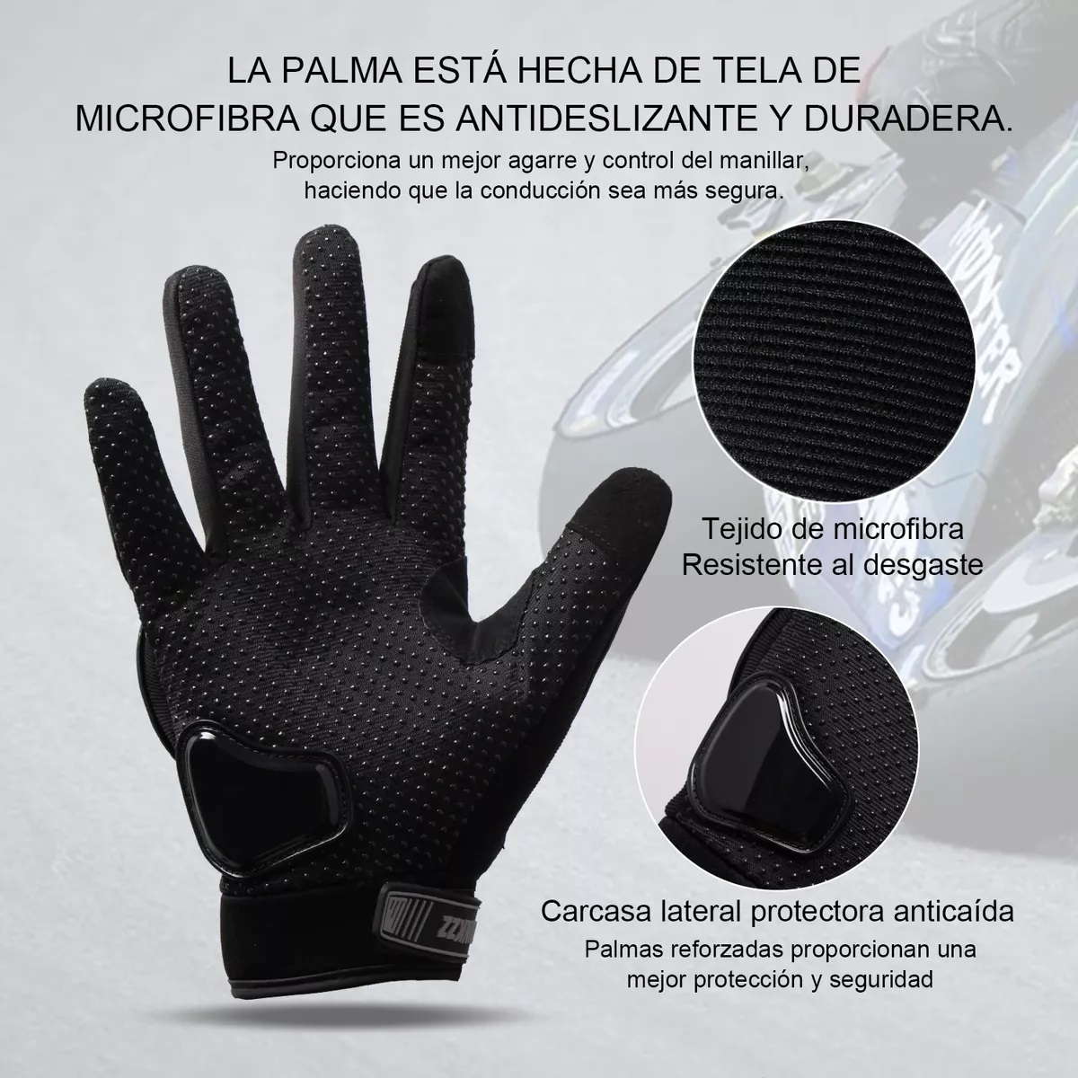 Guantes Proteccion Pantalla Táctil De Dedo Para Motocicleta Negro Talla M