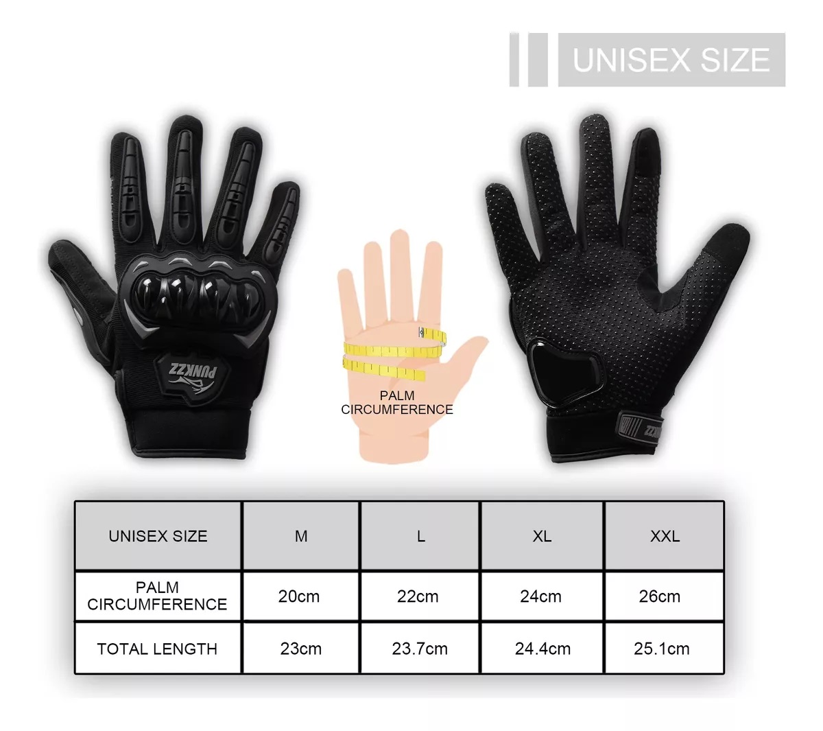 Guantes Proteccion Pantalla Táctil De Dedo Para Motocicleta Negro Talla XL