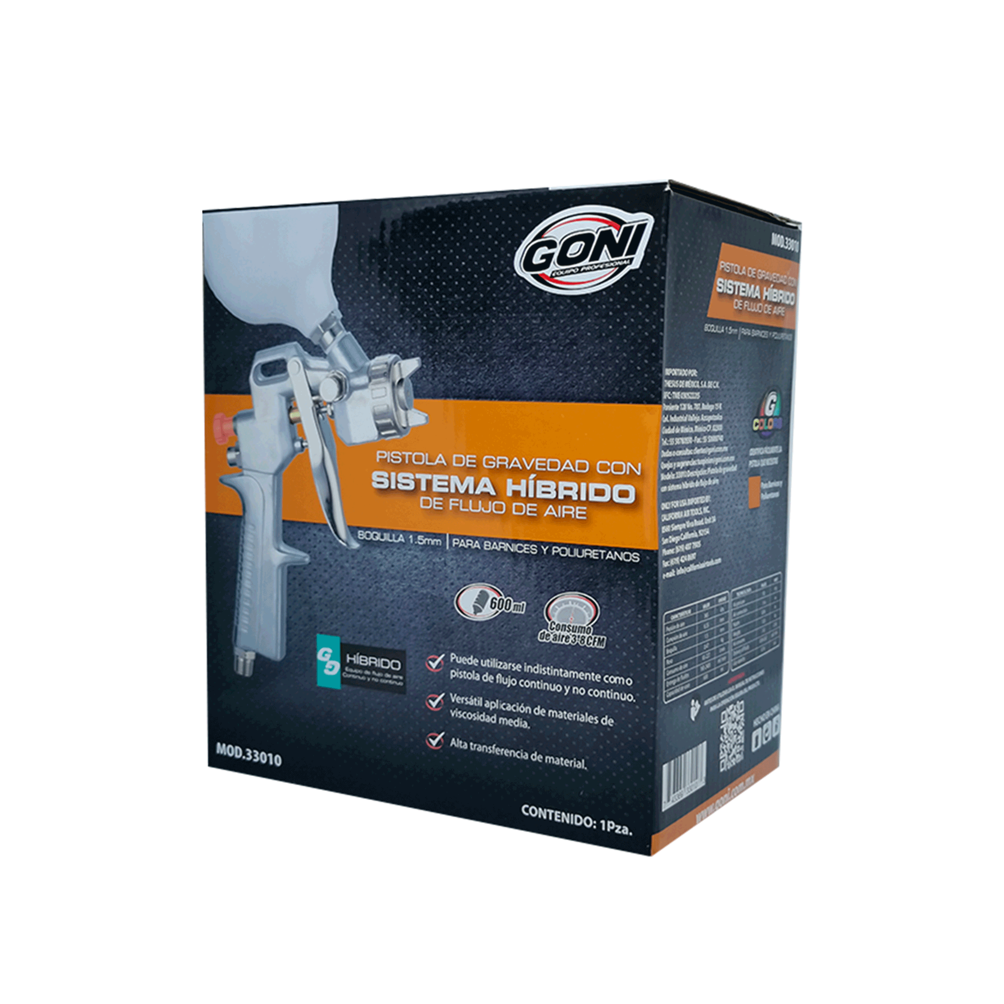 Pistola Goni 33010 De Gravedad Con Boquilla 1.5 MM